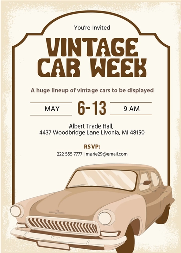 Free Vintage Car Invitation Template to Edit Online | Template.net