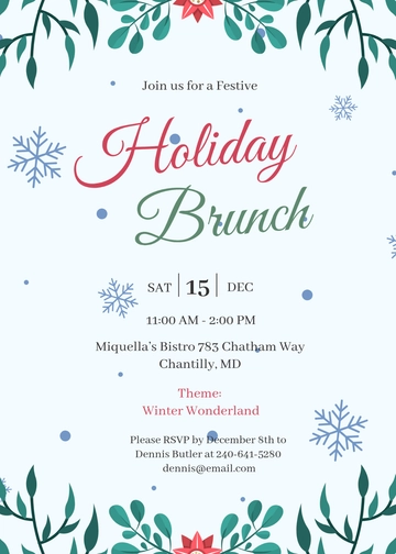 Free Holiday Brunch Invitation Template to Edit Online