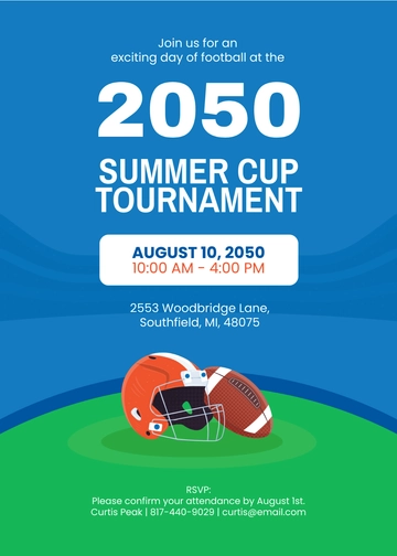 Free Football Tournament Invitation Template to Edit Online
