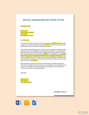 Dental Administrator Cover Letter Template
