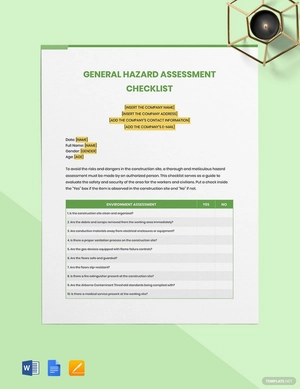General Hazard Assessment Checklist Template