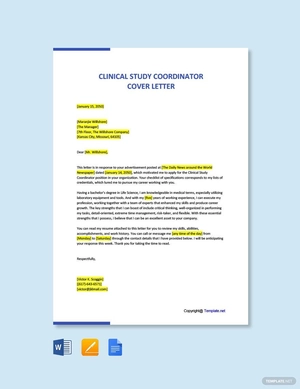 Clinical Study Coordinator Cover Letter Template