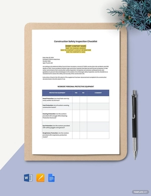 Construction Safety Inspection Checklist Template