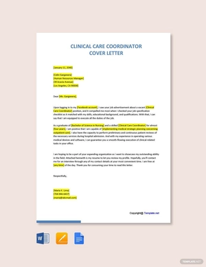 Clinical Care Coordinator Cover Letter Template