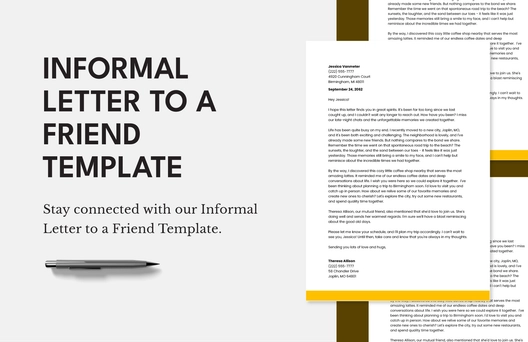 Informal Letter to a Friend Informal Letter to a Friend