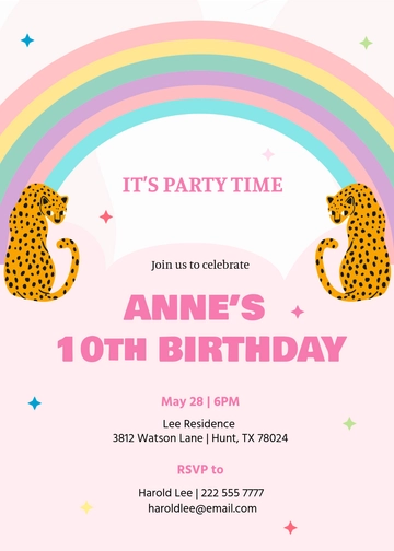 Free Rainbow Leopard Invitation Template to Edit Online | Template.net