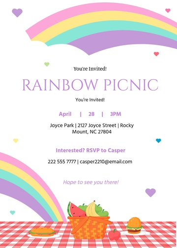 Free Rainbow Picnic Invitation Template to Edit Online