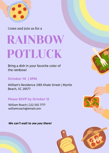 Free Rainbow Potluck Invitation Template to Edit Online | Template.net