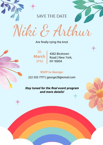 Free Rainbow Save The Date 'Invitation Template to Edit Online
