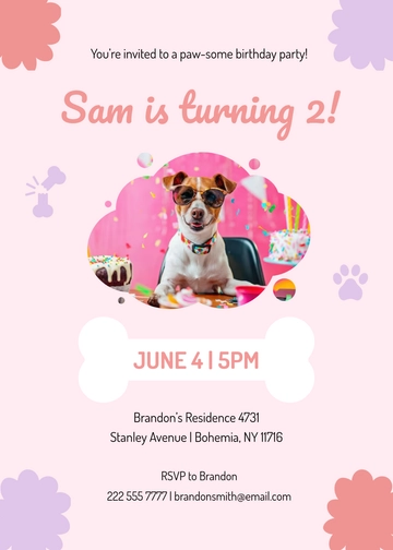 Dog Birthday Party Invitation Template - Edit Online & Download