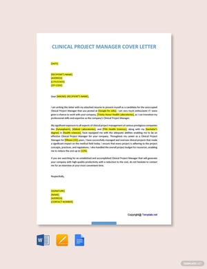 Clinical Project Manager Cover Letter Template