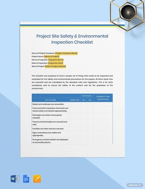 Project Site Safety & Environmental Inspection Template