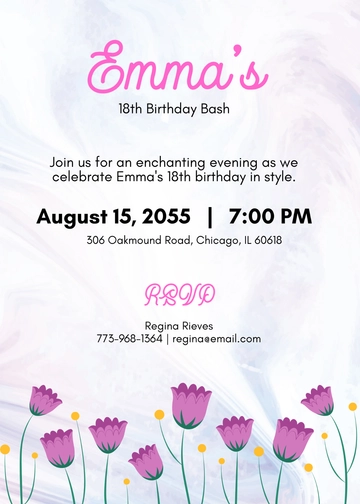 Free 18th Birthday Purple Invitation Template to Edit Online