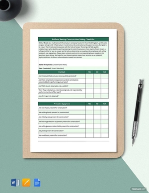 Balfour Beatty Construction Safety Checklist Template