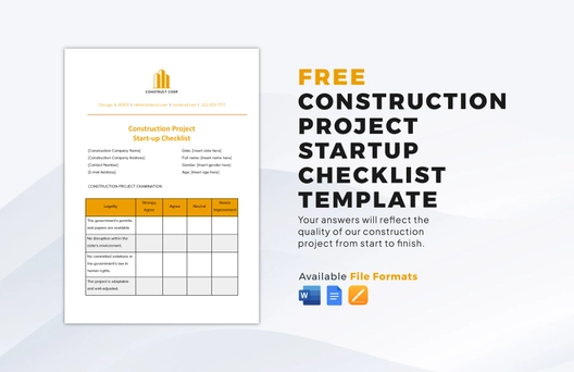 Construction Project Startup Checklist Template