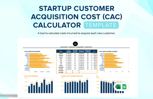 Startup Customer Acquisition Cost (CAC) Calculator Template