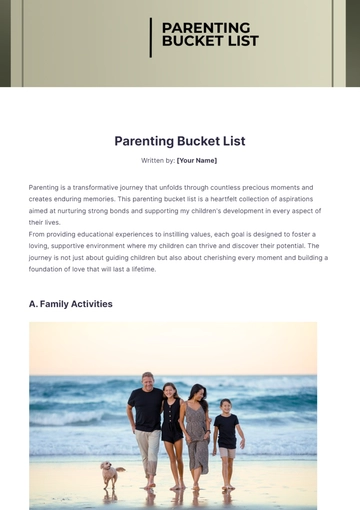 Free Parenting Bucket List Template to Edit Online