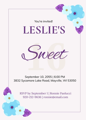 Free Sweet 16 Purple Invitation Template to Edit Online