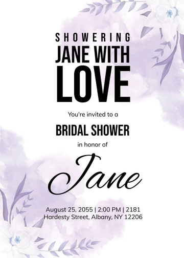 Free Bridal Shower Purple Invitation Template to Edit Online