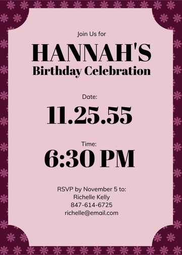 Free Vintage Leaves Purple Invitation Template to Edit Online