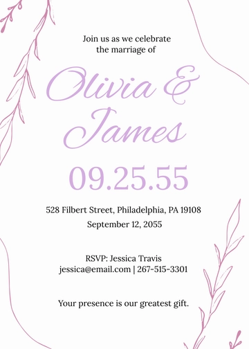 Free Minimalist Purple Wedding Invitation Template to Edit Online