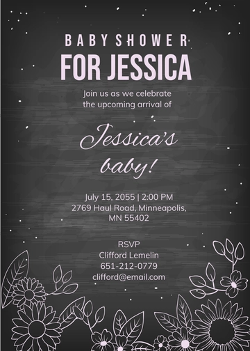 Free Chalkboard Purple Baby Shower Invitation Template to Edit Online