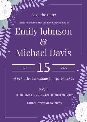 Free Purple Save the Date Invitation Template to Edit Online