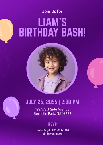 Free Purple Boy Birthday Invitation Template to Edit Online | Template.net