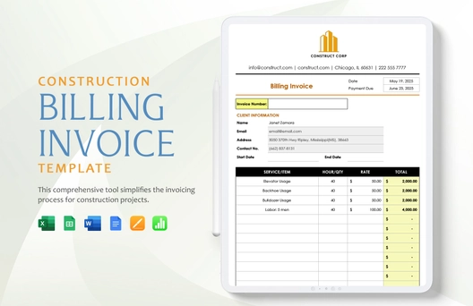 Construction Billing Invoice Template