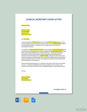 Clinical Secretary Cover Letter Template