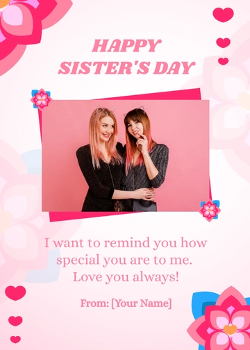 Free Sisters Day Greeting Card Template to Edit Online