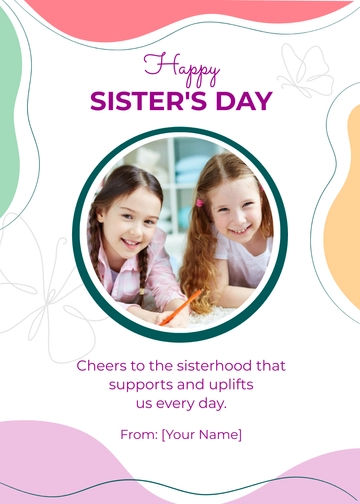Free Happy Sisters Day Greeting Card Template to Edit Online