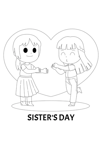 Free Sisters Day Drawing Template to Edit Online
