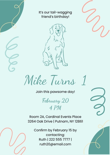 Free Handdrawn Dog Birthday Invitation Template to Edit Online