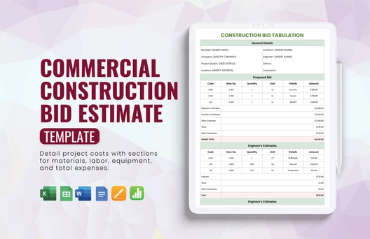 Commercial Construction Bid Estimate Template