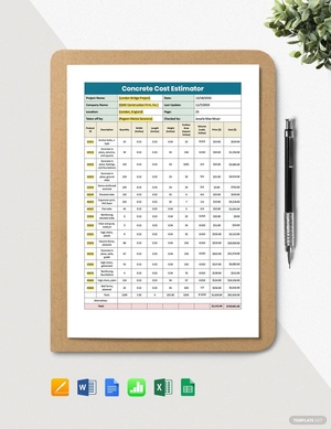 Concrete Cost Estimator Template Concrete Cost Estimator Template