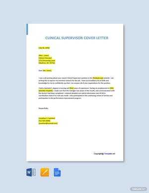 Clinical Supervisor Cover Letter Template