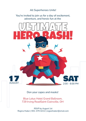 Free Superhero Party Invitation Template to Edit Online