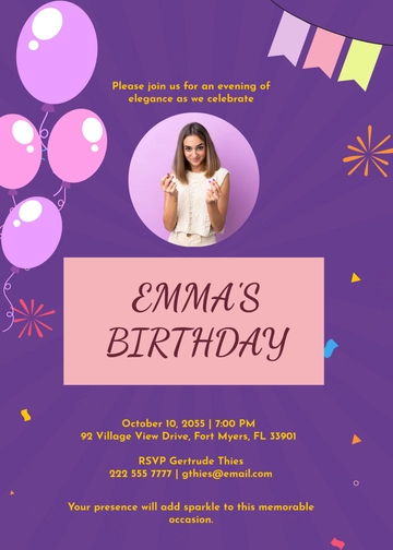 Free elegant purple Invitation Template to Edit Online