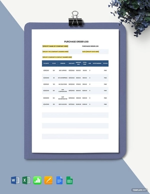 Purchase Order - Log Template