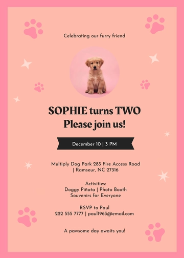 Free Photo Dog Birthday Invitation Template to Edit Online