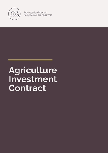 Free Agriculture Investment Contract Template to Edit Online