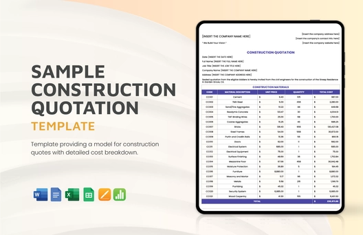 Sample Construction Quotation Template