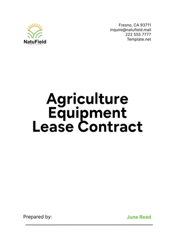Free Agriculture Equipment Lease Contract Template to Edit Online