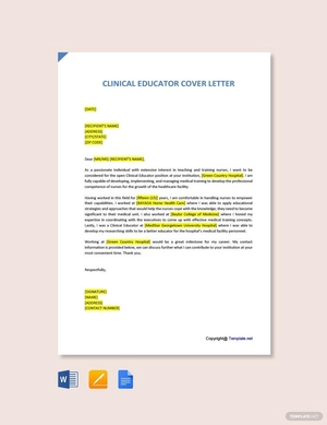 Clinical Educator Cover Letter Template