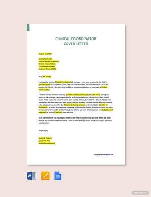 Clinical Coordinator Cover Letter Template