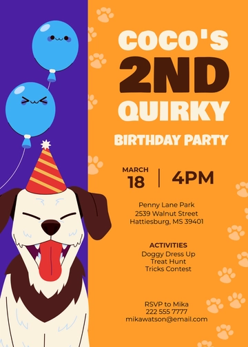 Free Quirky Dog Birthday Invitation Template to Edit Online