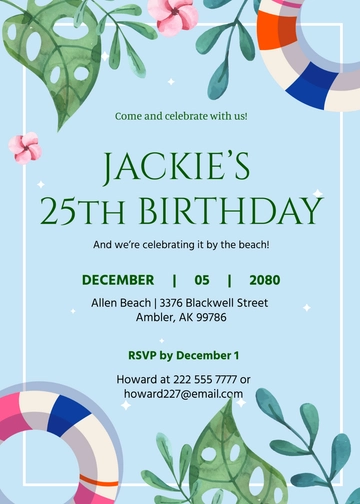 Free Beach Birthday Invitation Template for Adults to Edit Online