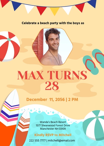 Free Boys Beach Birthday Invitation Template to Edit Online | Template.net
