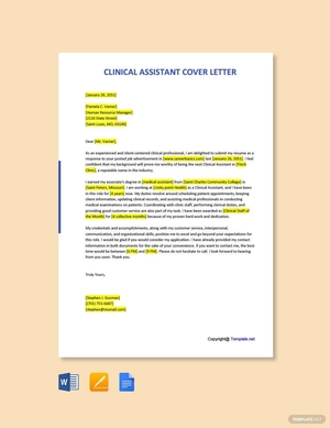Clinical Assistant Cover Letter Template